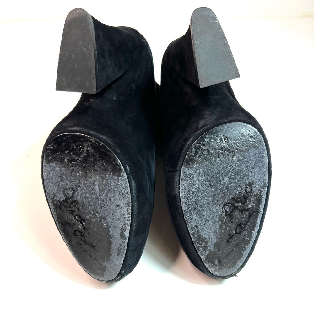 Alice+Olivia Suede Platform Heeled Booties Boots Black Size 8.5 - Picture 9 of 14